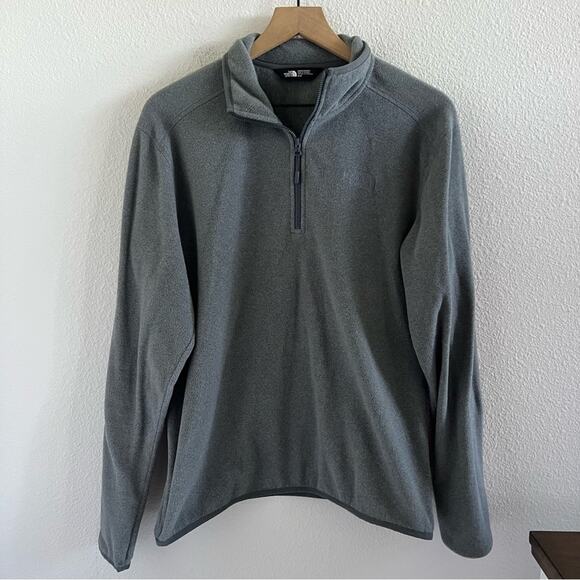 The North Face Polartec Recycled Gray Quarter Zip Fleece Sweatshirt Mens Medium - Picture 1 of 8